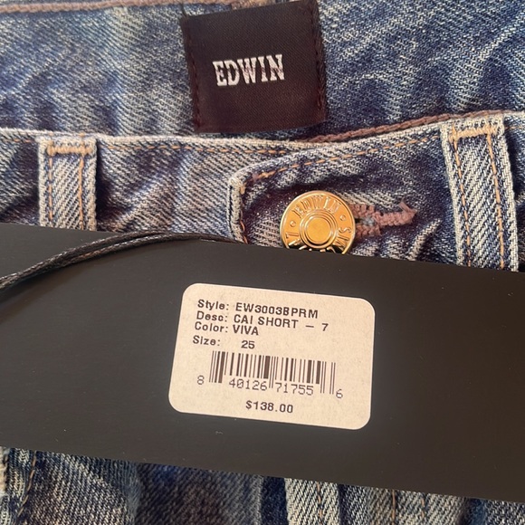 Edwin Womens Cai Longer Length Distressed Jean Shorts in Viva Size 25 - Picture 7 of 9